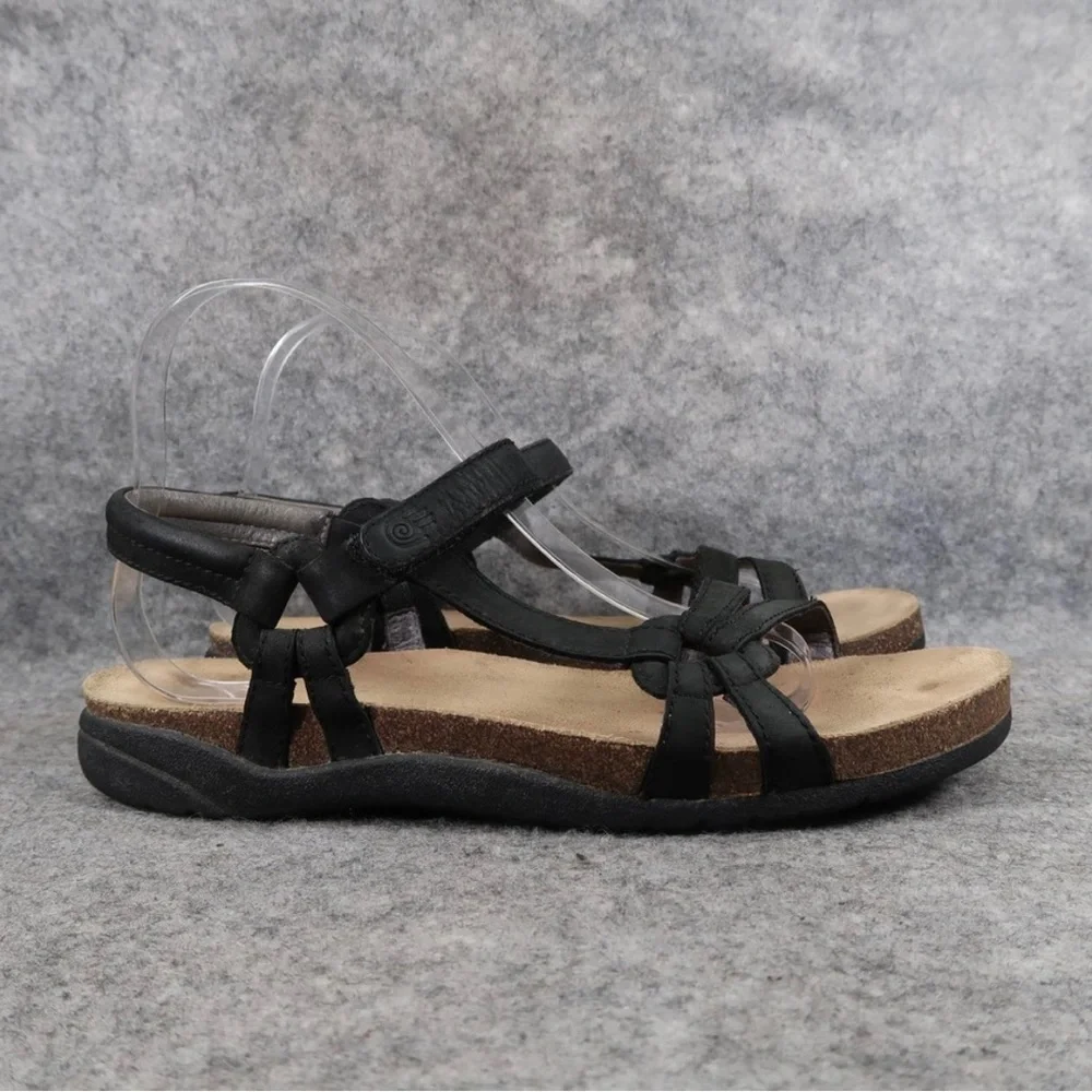 Teva Shoes Womens 9 Ventura Cork Sandals Leather Adjustable Strap Comfort Black - Picture 7 of 9